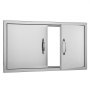 VEVOR Porta di Accesso al Barbecue, Doppia Porta Esterna della Cucina 863x482x46 mm, Porta ad Incasso in Acciaio Inox, con Maniglie, per Isola Barbecue, Armadio da Esterno, Giardino, Argento