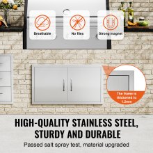 VEVOR Porta di Accesso al Barbecue, Doppia Porta Esterna della Cucina 863x482x46 mm, Porta ad Incasso in Acciaio Inox, con Maniglie, per Isola Barbecue, Armadio da Esterno, Giardino, Argento