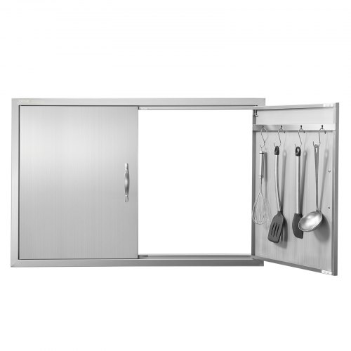 VEVOR Porta di Accesso da Incasso, 990 x 660 mm, Doppia Porta da Cucina per Esterni, Porta in Acciaio Inox Montaggio a Incasso, Porta a Parete Verticale, Stazione Cucina da Esterno