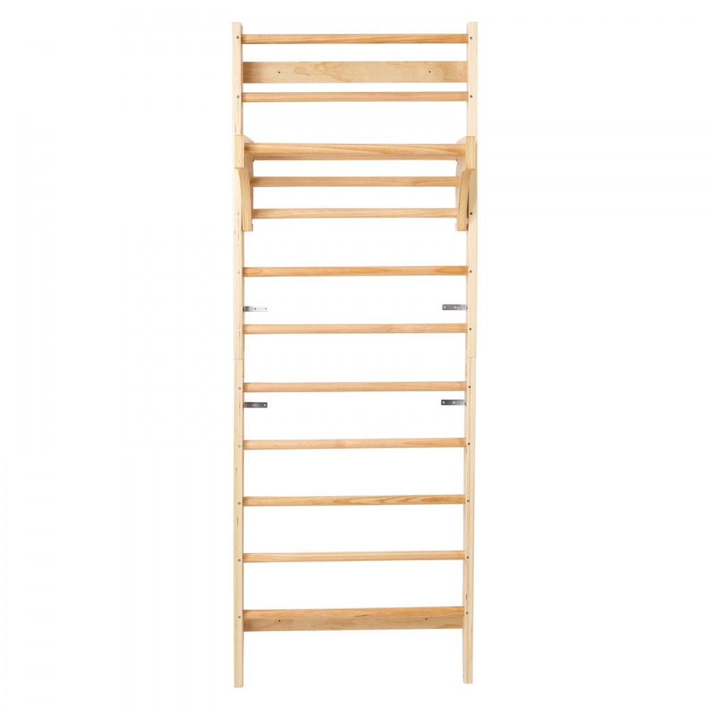 VEVOR Scala Svedese a Parete, Capacità di Carico di 99,8 kg Scala Spalliera Svedese da Interno a 10 Gradini in Legno Massello, Spalliere d'Arrampicata per Parco Giochi al Coperto, Barra per Trazioni