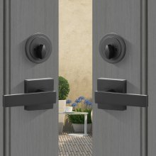 VEVOR Set di maniglie per doppia porta Set di serratura per doppia porta Leva per porta quadrata nera opaca