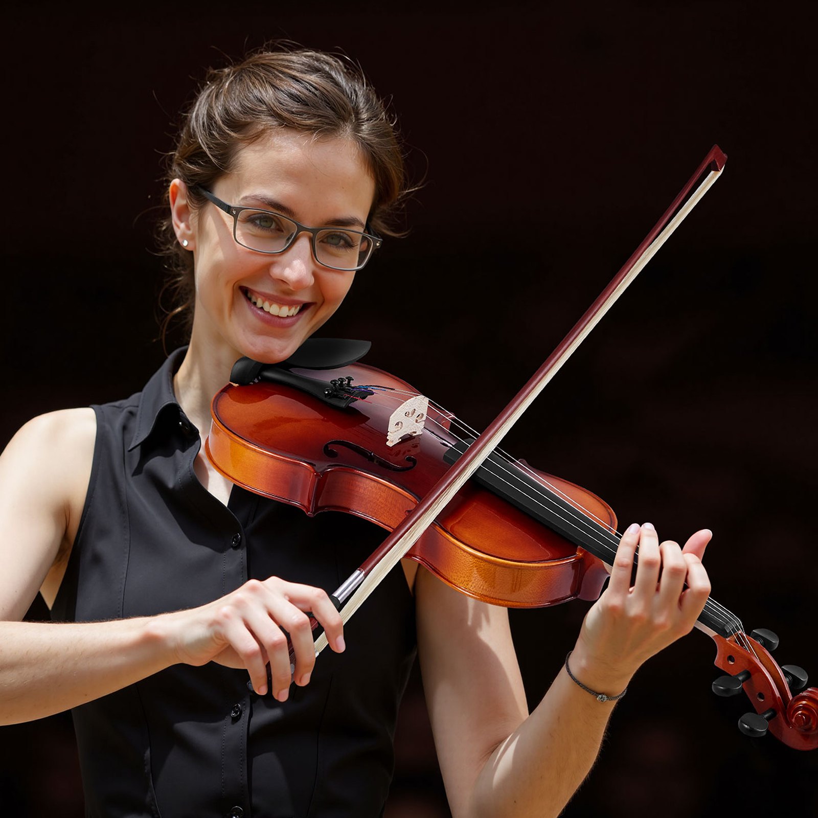 VEVOR Set Violini 4/4 355 mm Set Completo per Violino Legno Massello Marrone Lucido