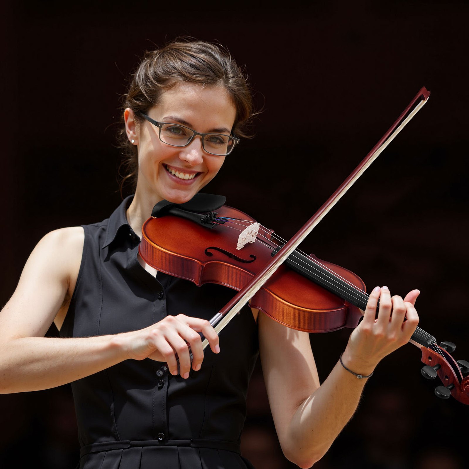 VEVOR Set di Violini da 4/4 355 mm Set Completo per Violino Marrone Opaco con Motivi