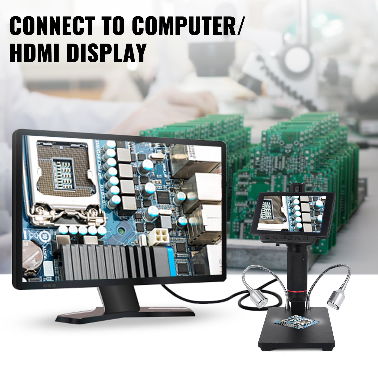 3.0mp Microscopio Digitale Elettronico 5" 560x 1080p Hdmi/tv Output Per Pcb