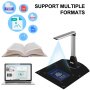 VEVOR Scanner Portatile ad Alta Definizione A4, 10 Mega-Pixel Scanner per Documenti, Formato Scanner A4 con Doppia Lente + 4 Luci LED, Scanner Intelligente per Documento con funzione OCR Multilingua