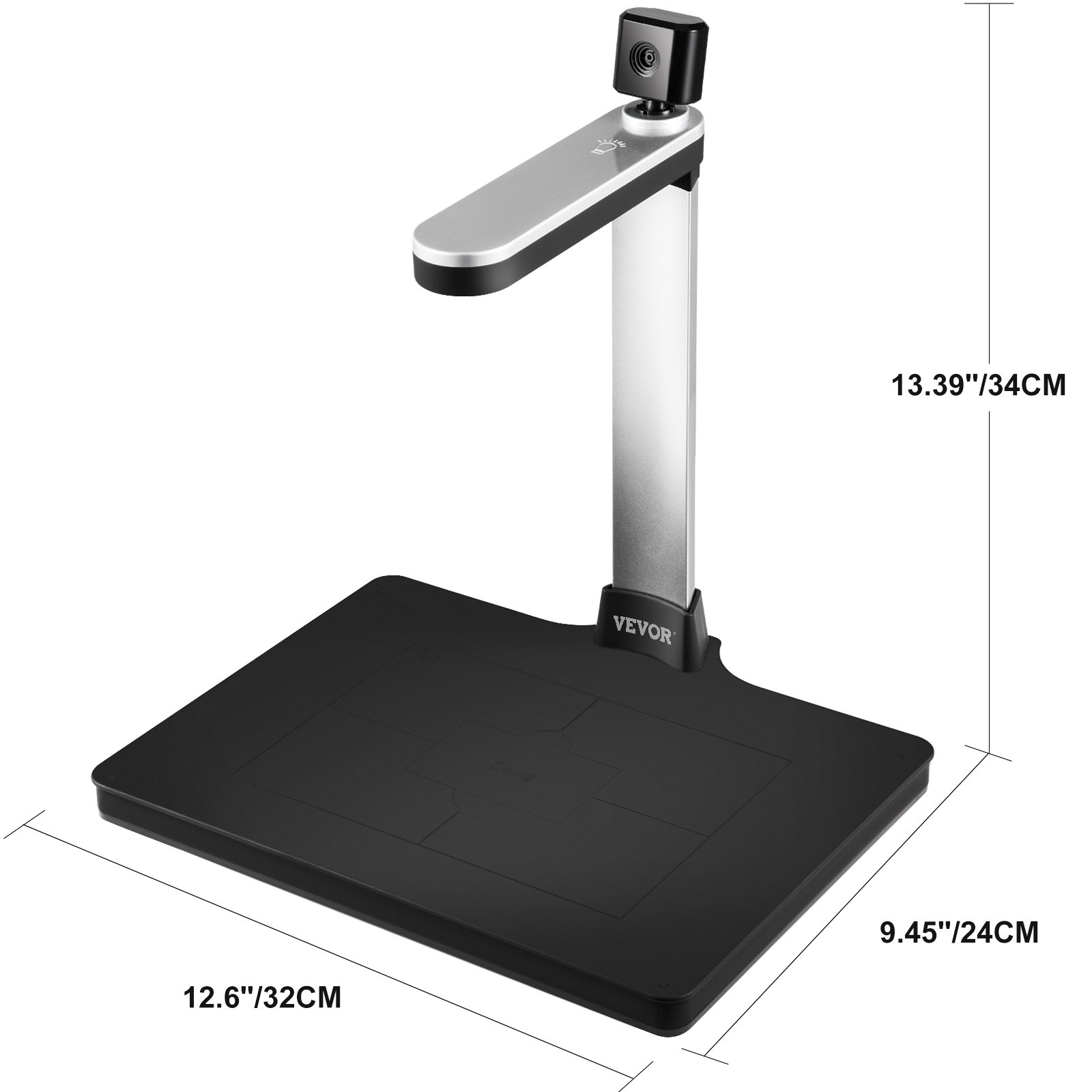 Vevor Scanner Per Documenti Formato Scanner A4 Con Doppia Lente + 6 Luci Led