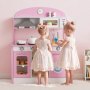 VEVOR Cucina Giocattolo per Bambini in Legno, con Luci e Suoni Realistici, Accessori Cibo e Pentole, Macchina per Ghiaccio, Cappa Aspirante e Forno a Microonde, Gioco di Ruolo, per Bambini 3-8 Anni