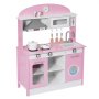VEVOR Cucina Giocattolo per Bambini in Legno, con Luci e Suoni Realistici, Accessori Cibo e Pentole, Macchina per Ghiaccio, Cappa Aspirante e Forno a Microonde, Gioco di Ruolo, per Bambini 3-8 Anni