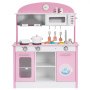 VEVOR Cucina Giocattolo per Bambini in Legno, con Luci e Suoni Realistici, Accessori Cibo e Pentole, Macchina per Ghiaccio, Cappa Aspirante e Forno a Microonde, Gioco di Ruolo, per Bambini 3-8 Anni