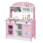 VEVOR Cucina Giocattolo per Bambini in Legno, con Luci e Suoni Realistici, Accessori Cibo e Pentole, Macchina per Ghiaccio, Cappa Aspirante e Forno a Microonde, Gioco di Ruolo, per Bambini 3-8 Anni