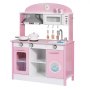 VEVOR Cucina Giocattolo per Bambini in Legno, con Luci e Suoni Realistici, Accessori Cibo e Pentole, Macchina per Ghiaccio, Cappa Aspirante e Forno a Microonde, Gioco di Ruolo, per Bambini 3-8 Anni