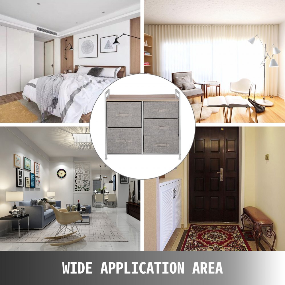 VEVOR Cassettiera Moderna 83,8 x 29 x 77 cm, Cassettiera in Tessuto, Design a 5 Cassetti, Scatole Portaoggetti in Tessuto, per Camera da Letto, 33 x 11,4 x 30,3 Pollici, per Archivia Cose