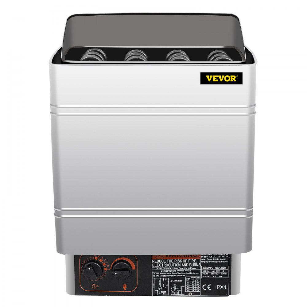 VEVOR Stufa Elettrica per Sauna 8KW Secco 380V-415V con Controllore Interno Sala Sauna Acciaio Inox Domestica Vasca da Bagno Doccia Spa Riscaldatore di Sauna Area di Lavoro 8-12m3 Pietra NON Inclusa