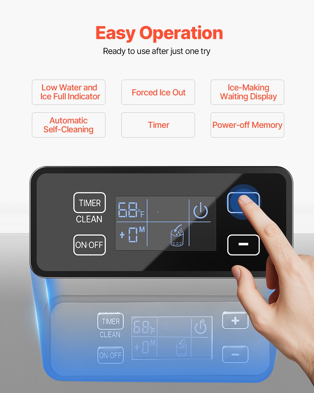 VEVOR Macchina per Ghiaccio Sottobanco 36 kg/giorno, Macchina per Ghiaccio con Porta Reversibile in Acciaio Inox, Macchina per Cubetti di Ghiaccio, per Cucine Private Commerciali, Drenaggio Elettrico