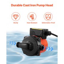 VEVOR Pompa di Ricircolo dell'Acqua Calda, Kit Pompa di Ricircolo Istantanea da 38 L/min, con Timer, 100 W CA 220-240 V, Connettore da G3/4 a G1/2, Controllo a 3 Velocità Testa in Ghisa
