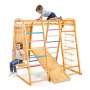 VEVOR Parco Giochi al Coperto, Parco Giochi in Legno, Set da Gioco Montessori da 113 kg con Altalena, Barra di Scimmia, Scivolo, Scala in Legno, Scala di Corda, Rete da Arrampicata e Roccia