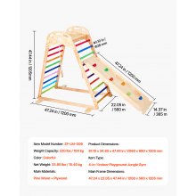 VEVOR Parco Giochi al Coperto, Set da Gioco in Legno con Roccia da Arrampicata, Scivolo, Scala in Legno e Anelli da Palestra, Giocattoli da Arrampicata in Stile Montessori Capacità di Peso 100 kg