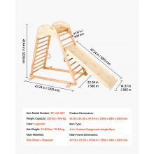 VEVOR Parco Giochi al Coperto, Set da Gioco in Legno, Capacità di Peso 100 kg, con Roccia da Arrampicata, Scivolo, Scala in Legno e Anelli da Palestra, Giocattoli da Arrampicata in Stile Montessori