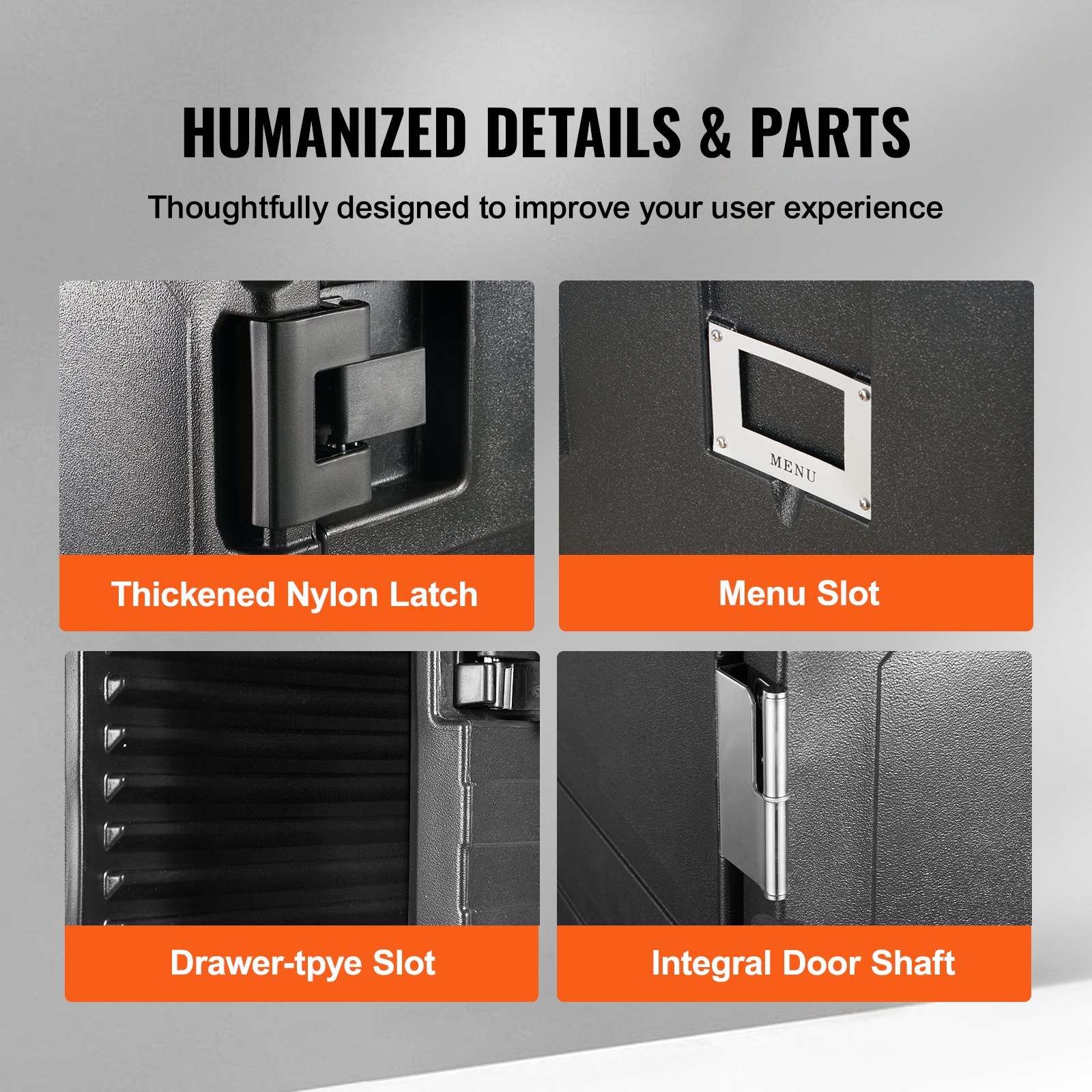 VEVOR Contenitore per contenitori per alimenti isolato con carico frontale con ruote 103 L Nero