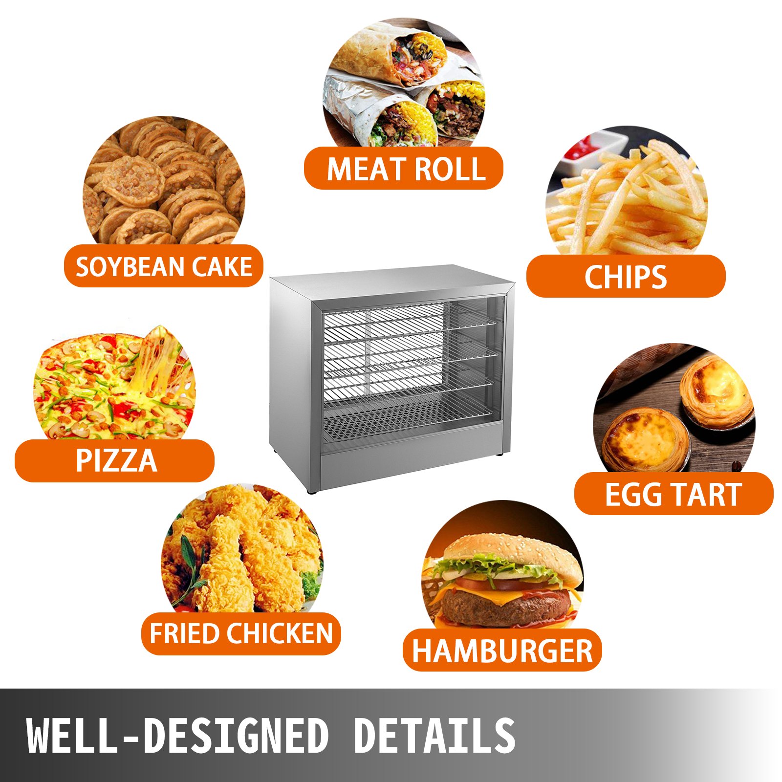 Vetrina Scaldavivande Espositiva Riscaldata 64x34x53cm Porte Scorrevoli