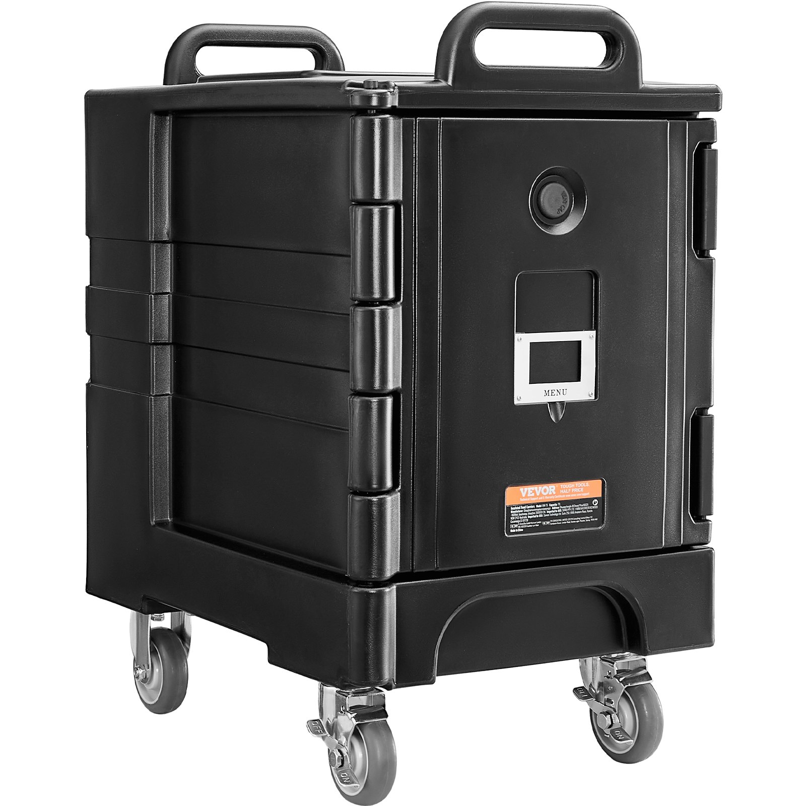 VEVOR Insulated Food Container Carrier, 75L Food Warming Box for Catering, Food Container with Double Buckles & Handles, Food Carrier, Food Transport Box for Restaurants, Black