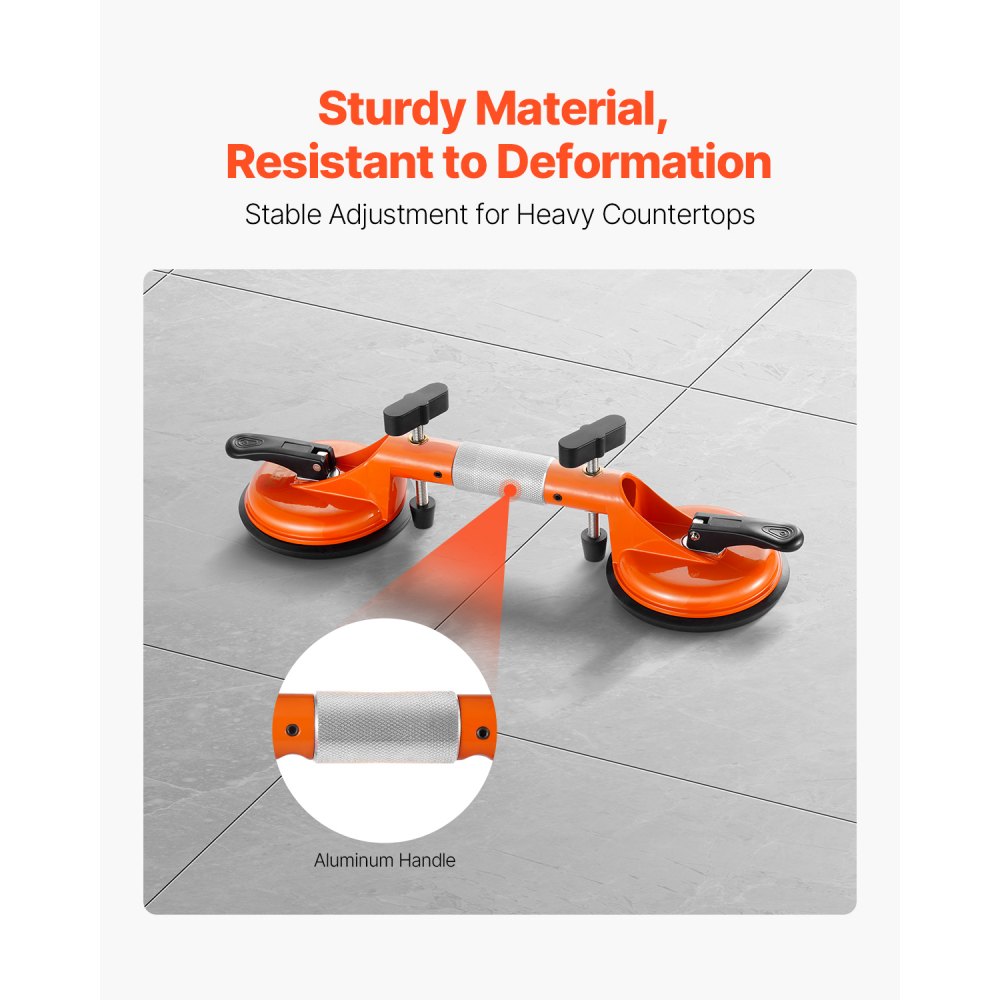 VEVOR Seamless Seam Setter 2-Pack Granite Seam Connectors with 125 mm Vacuum Suction Cups, for Joining & Leveling Seams, 180° Adjustable, Ideal for Tiles, Stone, Marble Slabs