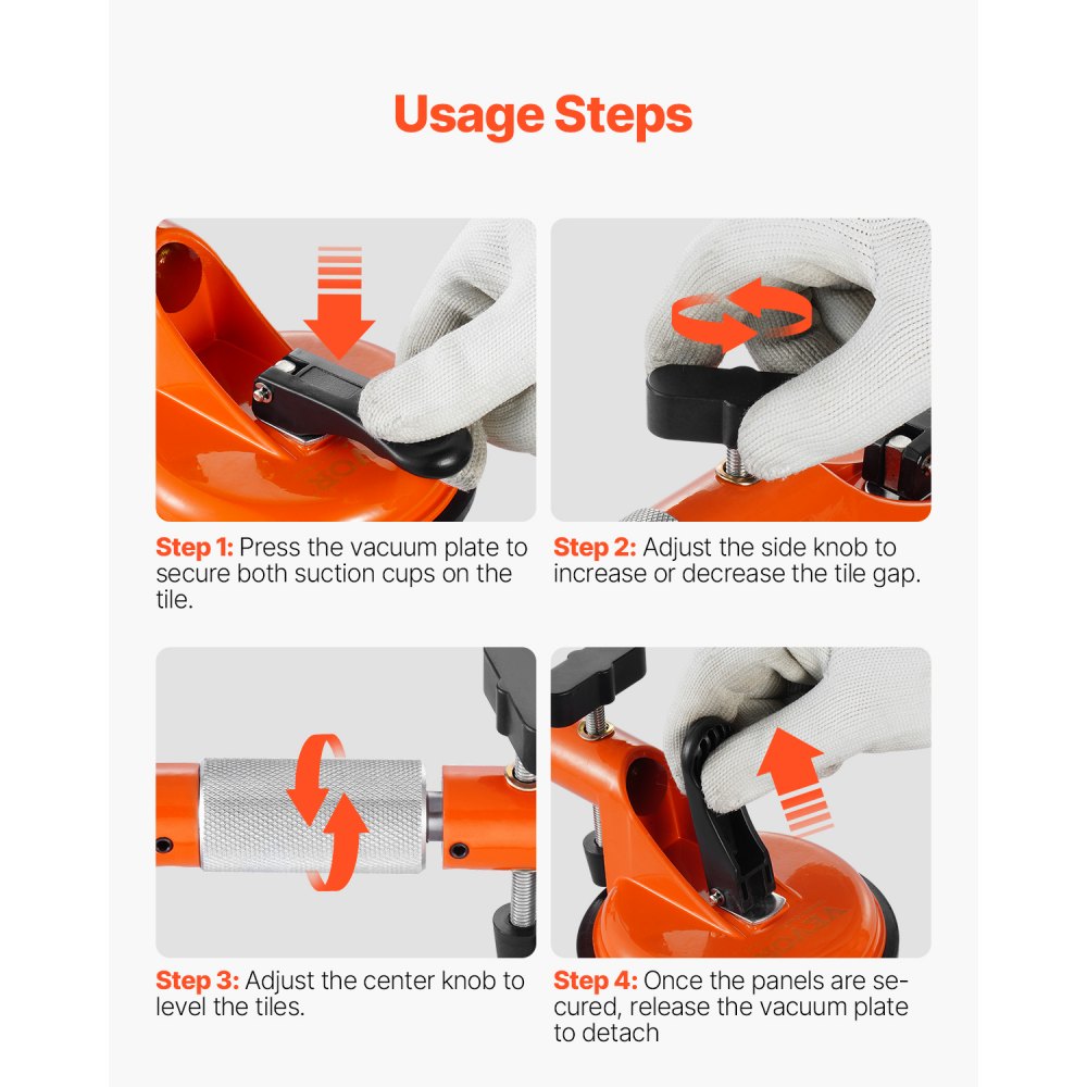 VEVOR Seamless Seam Setter 2-Pack Granite Seam Connectors with 125 mm Vacuum Suction Cups, for Joining & Leveling Seams, 180° Adjustable, Ideal for Tiles, Stone, Marble Slabs