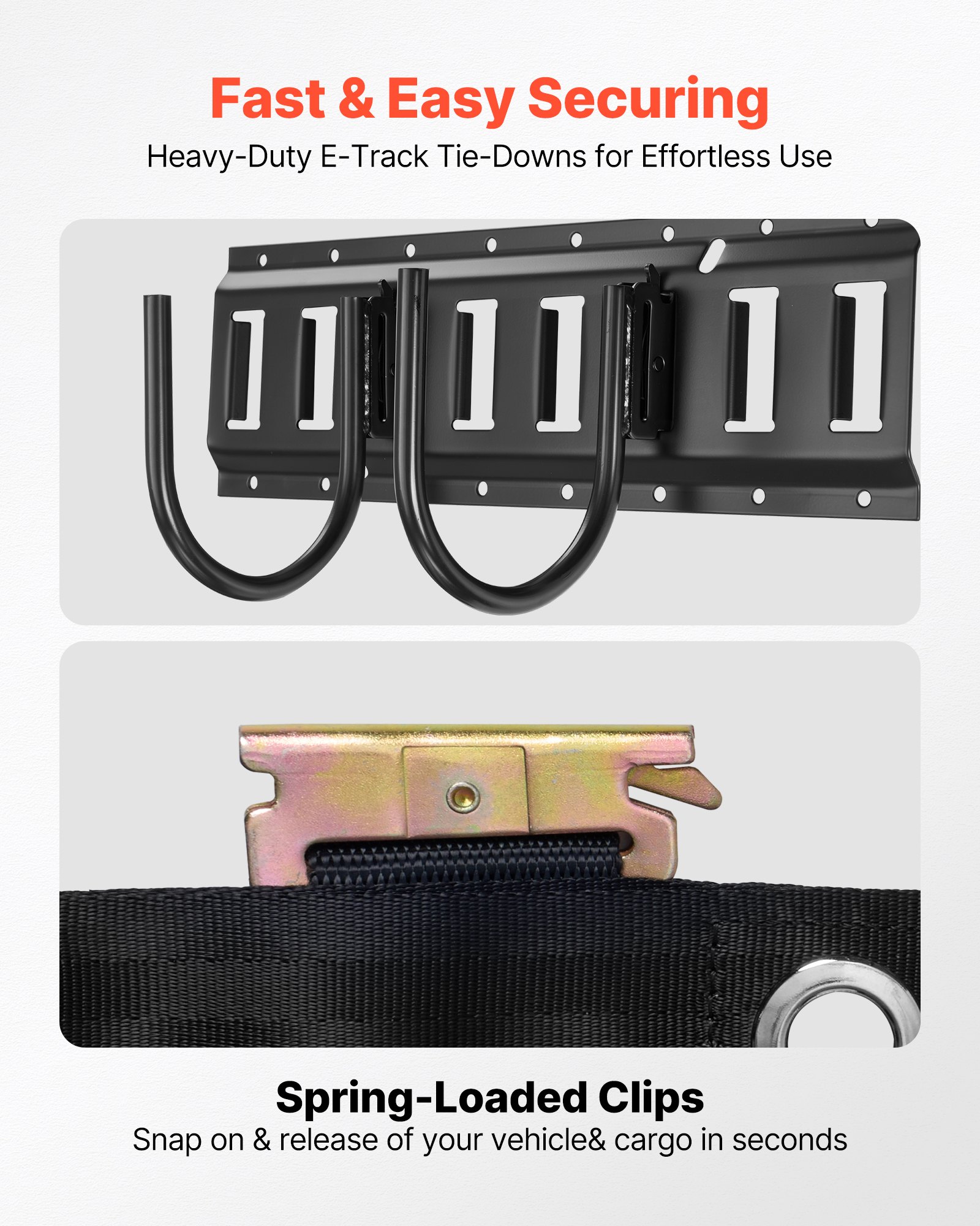 VEVOR Kit Binario di Linea E-track di Fissaggio, Sistema Binario di Ancoraggio del Carico, Confezione da 4 Binari E-Track da 406,4 mm, Adatti per Garage, Motociclette, Furgoni e Rimorchi