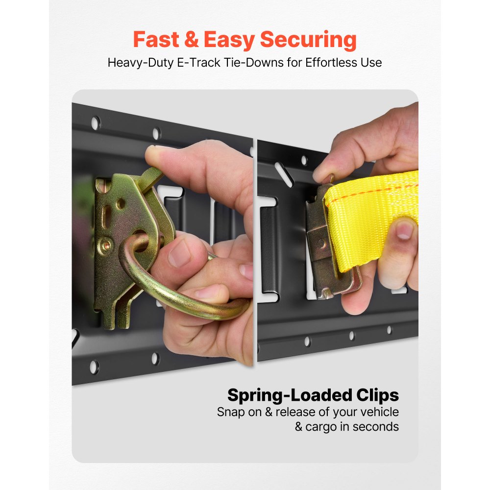 VEVOR Kit Binario di Linea E-track di Fissaggio Sistema Binario di Ancoraggio del Carico, Confezione da 4 Binari E-Track da 610 mm, Adatto per Garage, Motociclette, Furgoni e Rimorchi