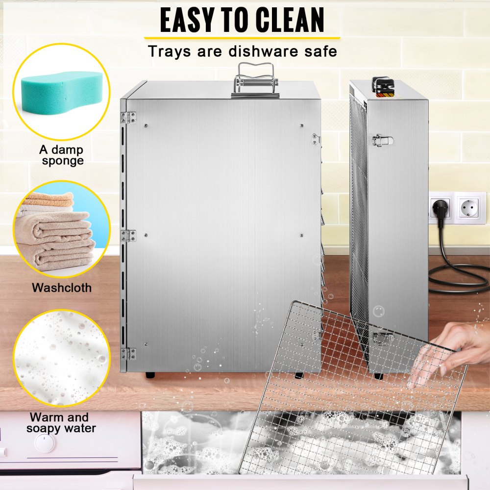 Vevor Macchina Essiccatore Alimento In Acciaio Inossidabile Con 16 Vassoi 1500 W