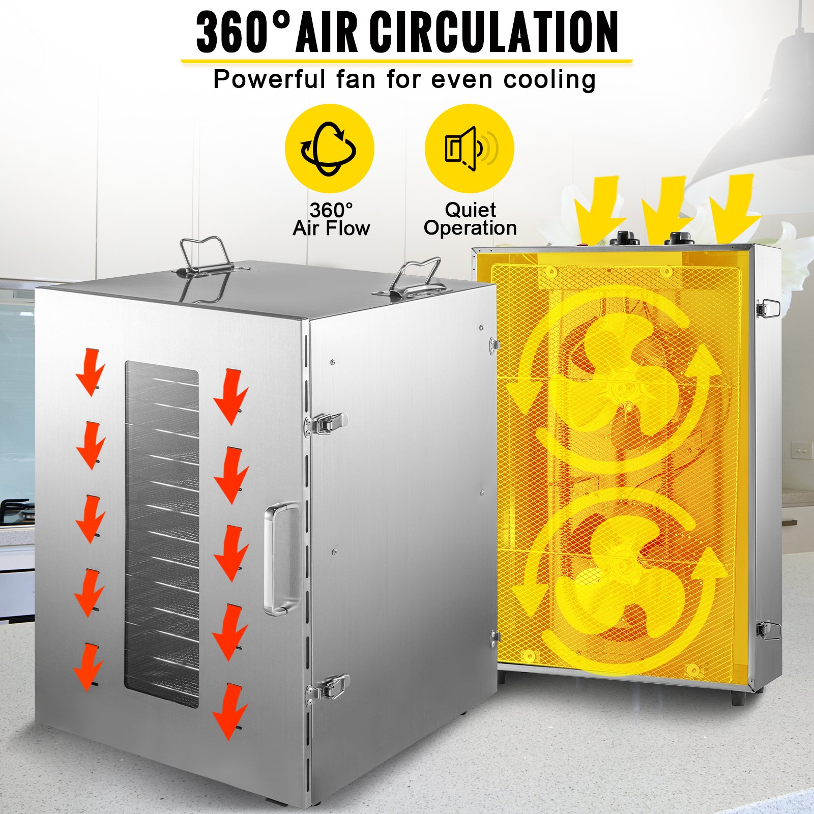 Vevor Macchina Essiccatore Alimento In Acciaio Inossidabile Con 16 Vassoi 1500 W