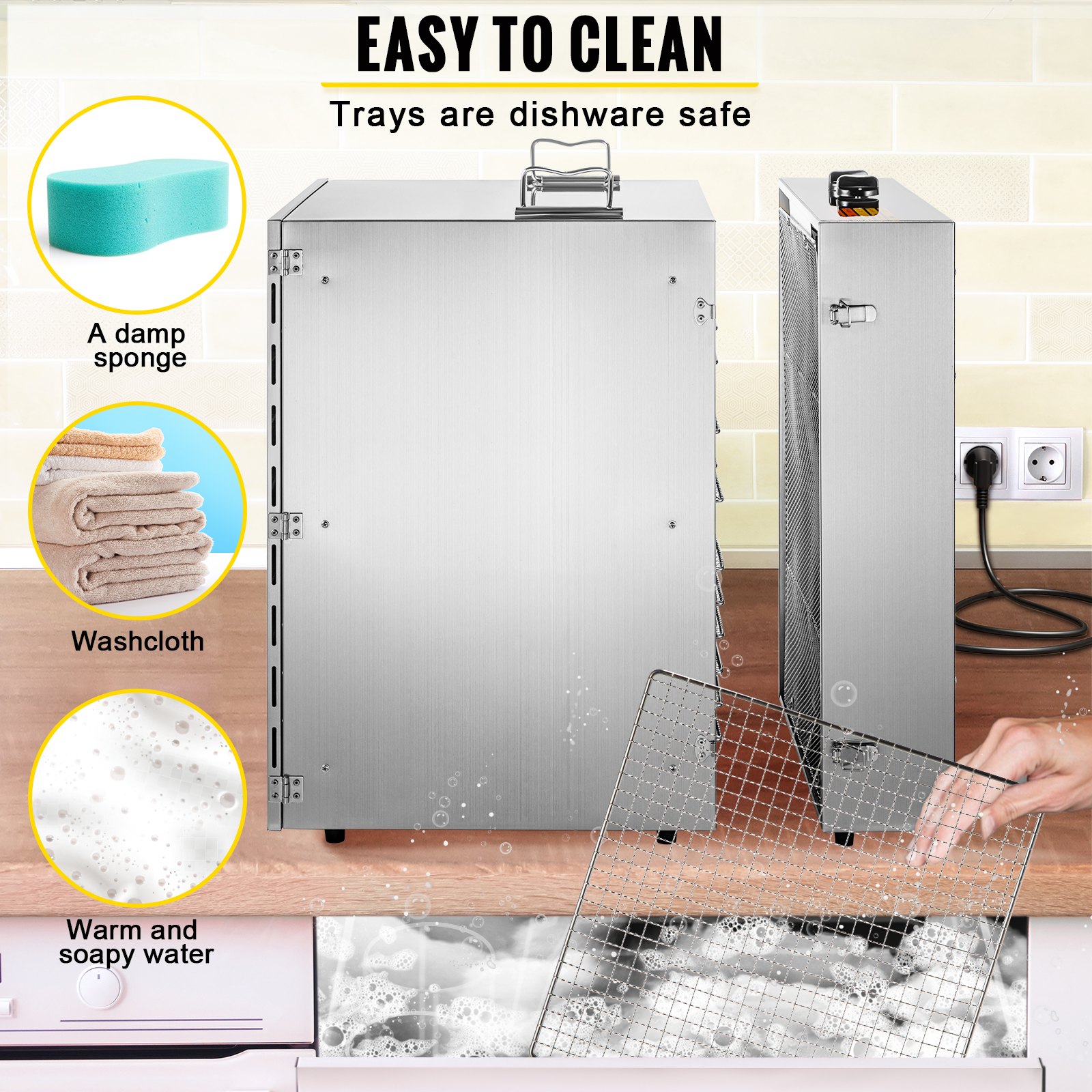 Vevor Macchina Essiccatore Alimento In Acciaio Inossidabile Con 16 Vassoi 1500 W