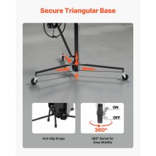 VEVOR Sollevatore per Cartongesso da 3,35 m, Portata 68 kg, con Braccio Telescopico Regolabile da 1,2 a 2,9 m, Ruote Bloccabili, Strumento di Sollevamento per Montaggio a Soffitto, Nero