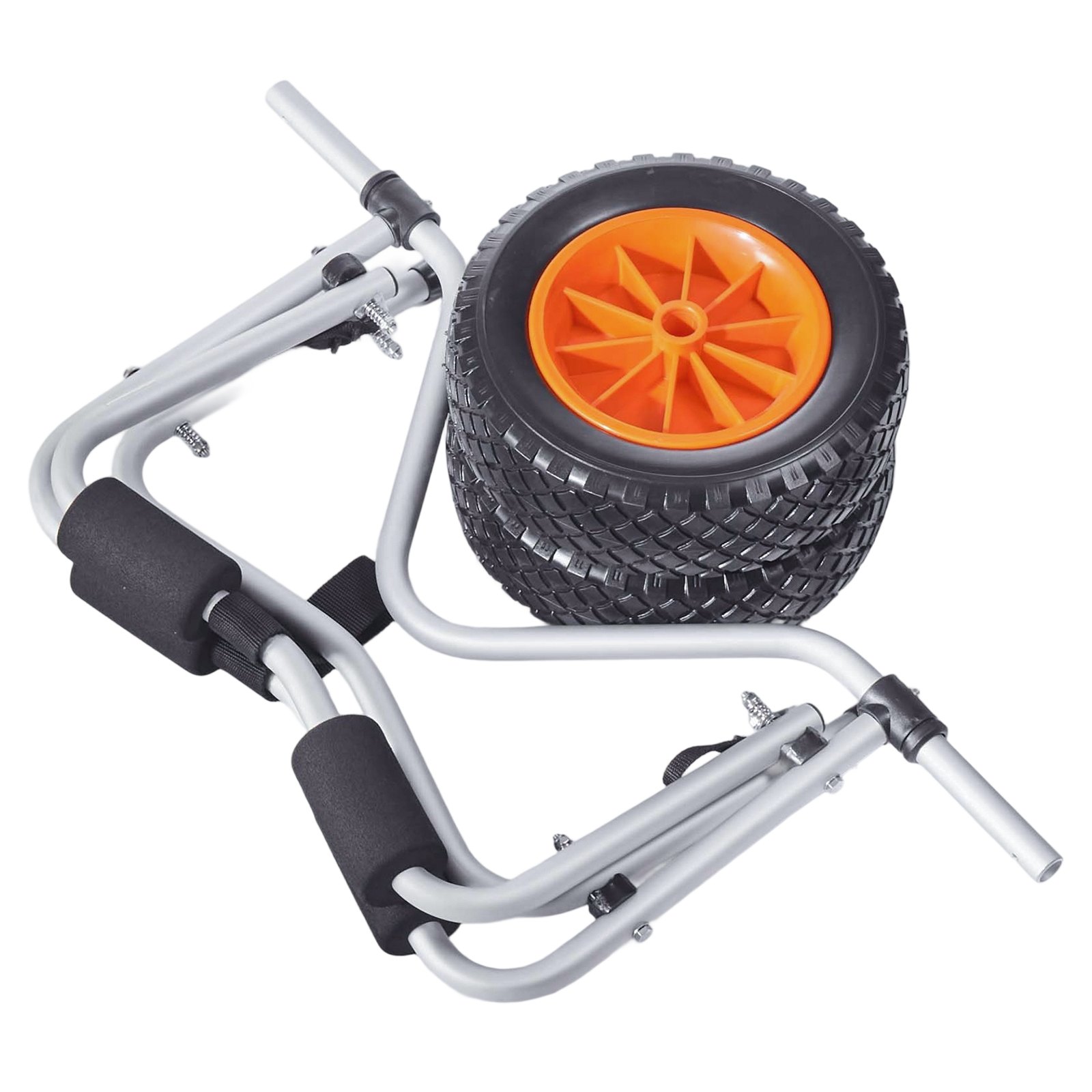 VEVOR Kayak Cart, 90 kg Load Capacity, Foldable Kayak Trolley with 25.4 cm Solid Rubber Tires & 1 Ratchet Strap, Paddle Board Trolley for Carrying Kayaks, Canoes, Paddleboards, Float Mats, Jon Boats