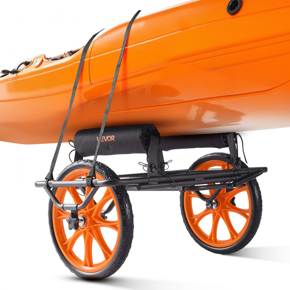 VEVOR Kayak Cart, 149.7 kg Load Capacity, Canoe Cart Dolly with 38.1 cm Solid Rubber Tires & Kickstand, Assembles & Disassembles Within Seconds, Paddle Board Trolley for Kayaks, Canoes, Paddleboards