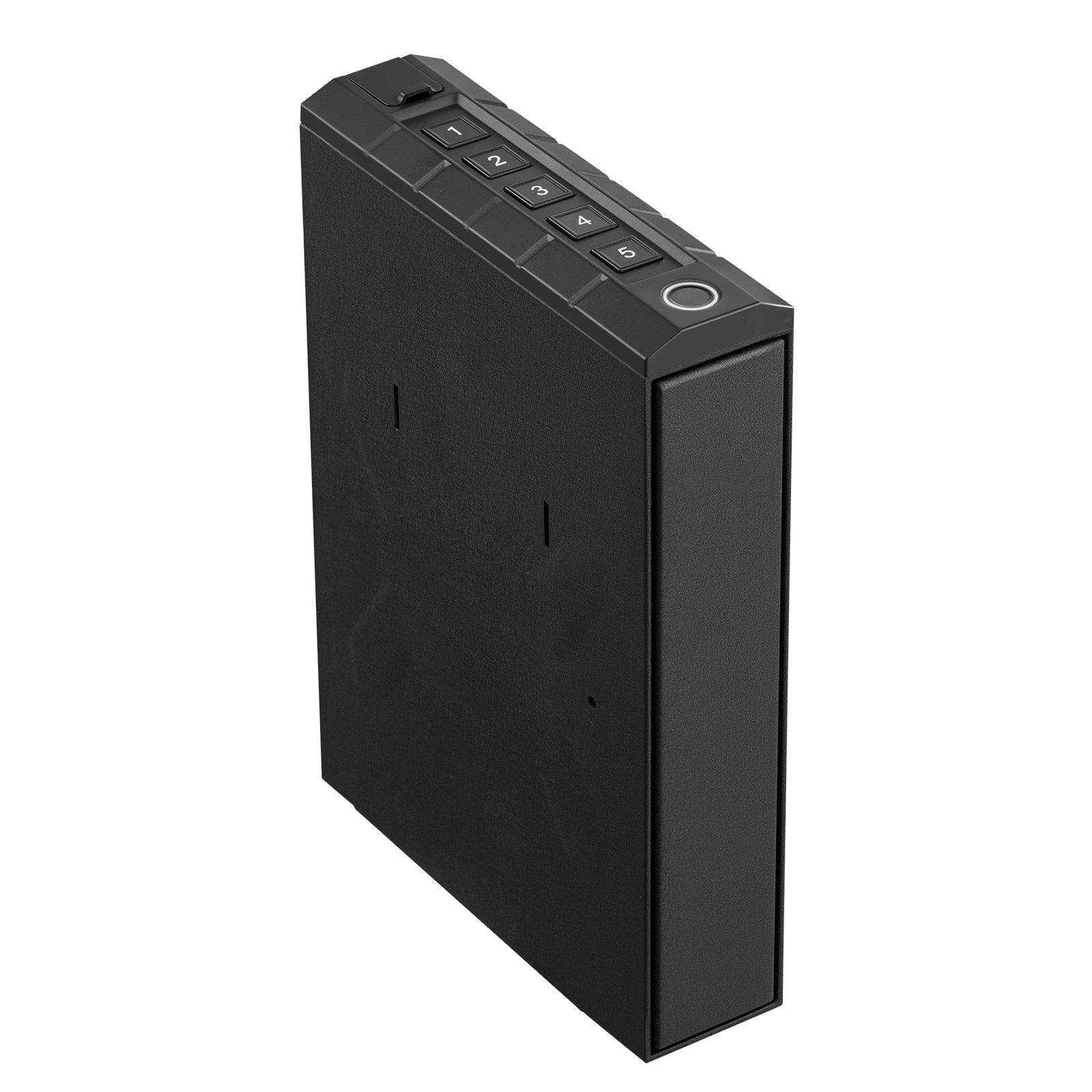 VEVOR Cassaforte per Pistola con Impronta Digitale Password Cinque Cifre Chiave, Cassaforte per Pistole con Illuminazione per 1 Pistola e caricatore 23 x 7 x 32 cm, Custodia per Pistola per Comodino
