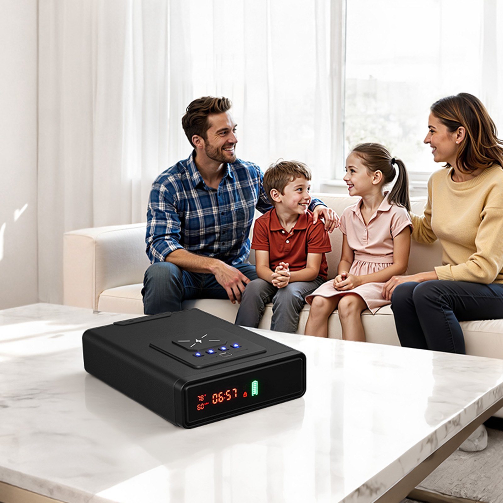 VEVOR Cassaforte per Armi con Impronta Digitale Password Chiave Cassetto ad Accesso Rapido a 3 Metodi, Cassaforte per Pistole con Schermo per 2 Pistole e Caricatori, Ricarica Wireless, Nero