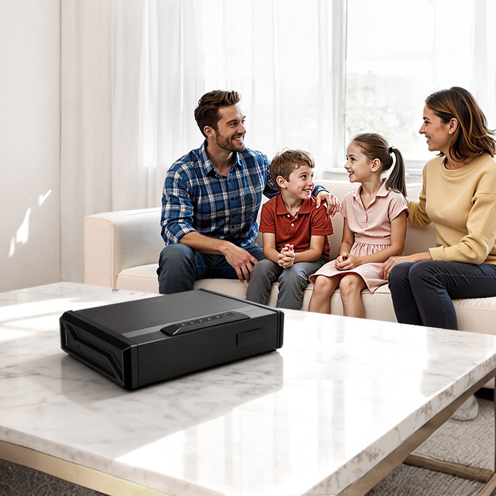 VEVOR Cassaforte per Pistola con Impronta Digitale Password Codice a Quattro Cifre Chiave, Cassaforte per Pistole con Illuminazione per 2 Pistole 2 Caricatori 360 x 275 x 90 mm Uso Domestico