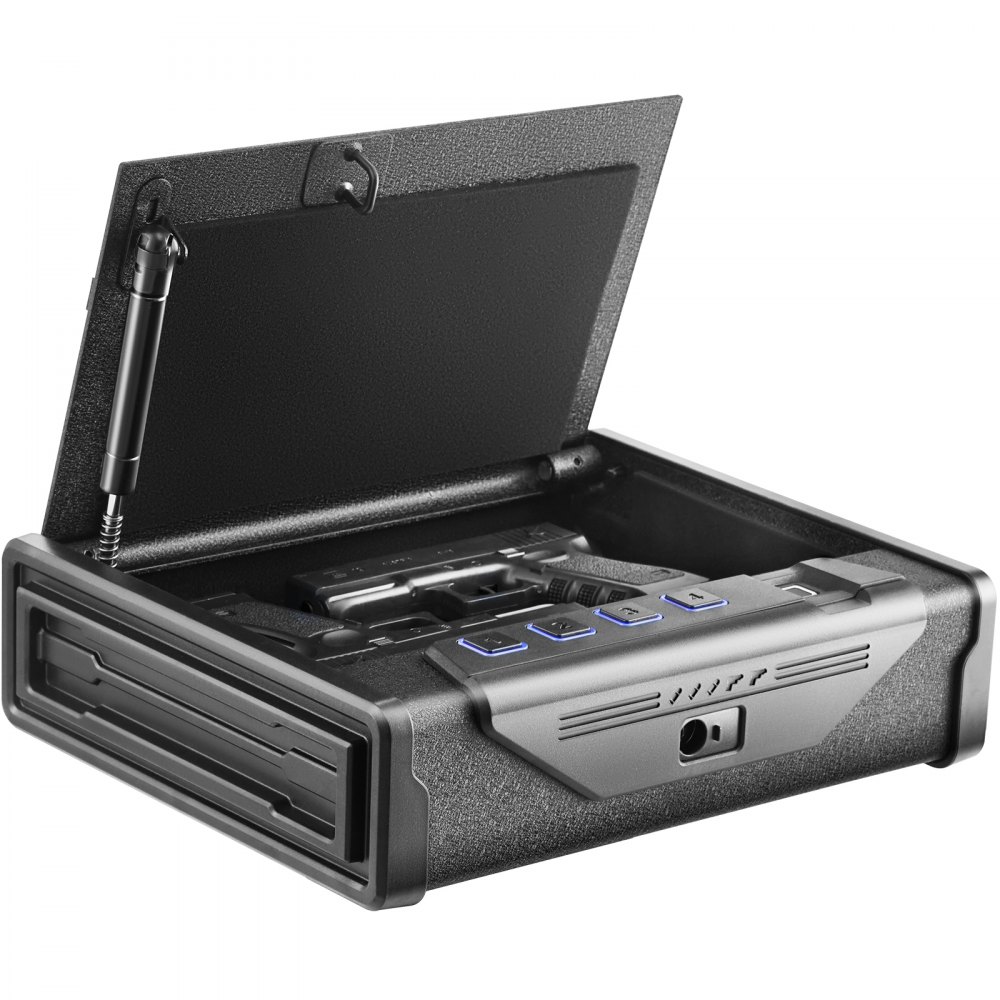 VEVOR Cassaforte per Pistole in Acciaio Cassaforte Biometrica per 2 Pistole 3 Modi di Tasti Sblocco per Impronte Digitali Combinazione per Gioielli Documenti Pistole Uso Domestico Cassaforte Pistole