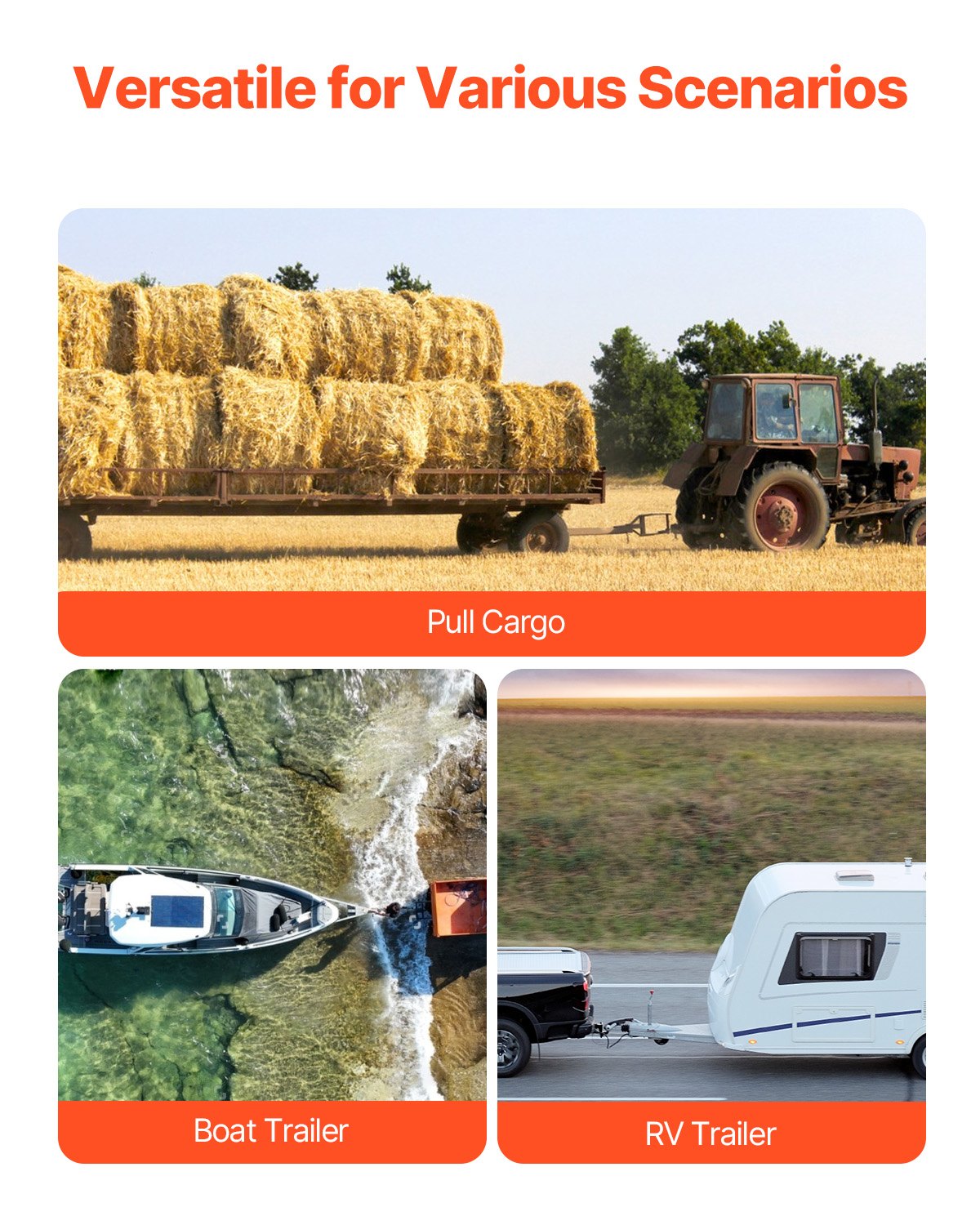 VEVOR Gancio di Traino, Supporto a Sfera Triangolare con Gancio e Perno, Sfera del Rimorchio 47,6 / 50 / 58,7 mm, per Ricevitore 50 mm, Gancio di Traino a Sfera 4535 kg per Camper SUV ATV Camion Nero