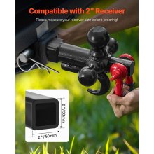 VEVOR Gancio di Traino, Supporto a Tre Sfere con Gancio e Anello a D, Gancio di Rimorchio, Dimensioni della Sfera di Rimorchio 47,6 mm 50 mm e 58,7 mm Capacità Massima 19955 kg per Camper, SUV, Nero