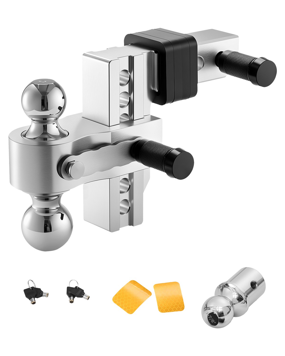 VEVOR Gancio di Traino Regolabile da152,4 mm Gancio di Rimorchio, Supporto a Tre Sfere per Ricevitore Gancio da 50 mm Dimensioni Sfera di Rimorchio 47,6 mm 50 mm e 58,7 mm Max 6800 kg per Camper, ATV