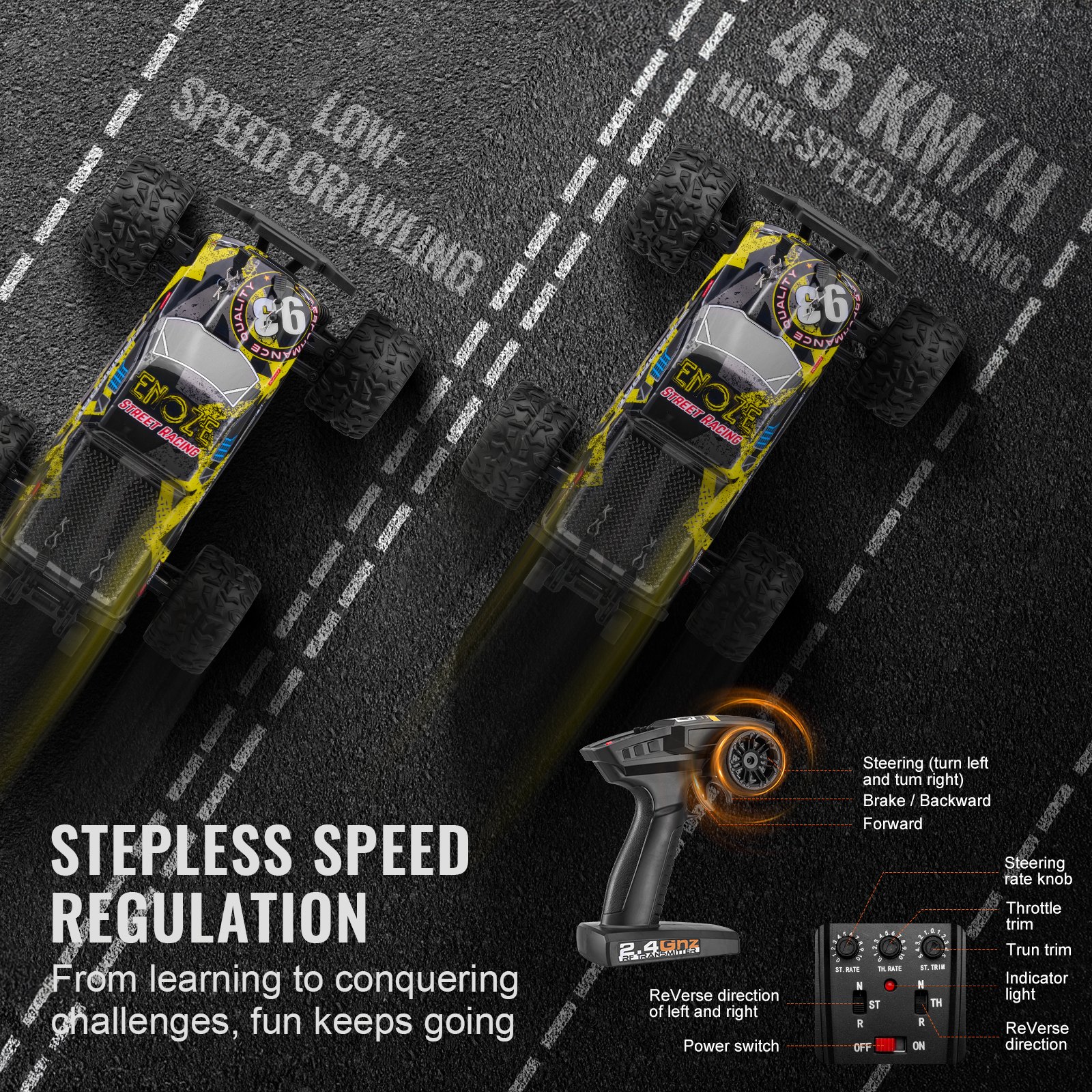 VEVOR Auto Telecomandata, Auto RC in Scala 1:18, Camion Fuoristrada 4WD per Tutti i Terreni con Impennata di 45° e Velocità Regolabile, Macchinina RC da 45 km/h, Auto Telecomandata IPX4 in Metallo