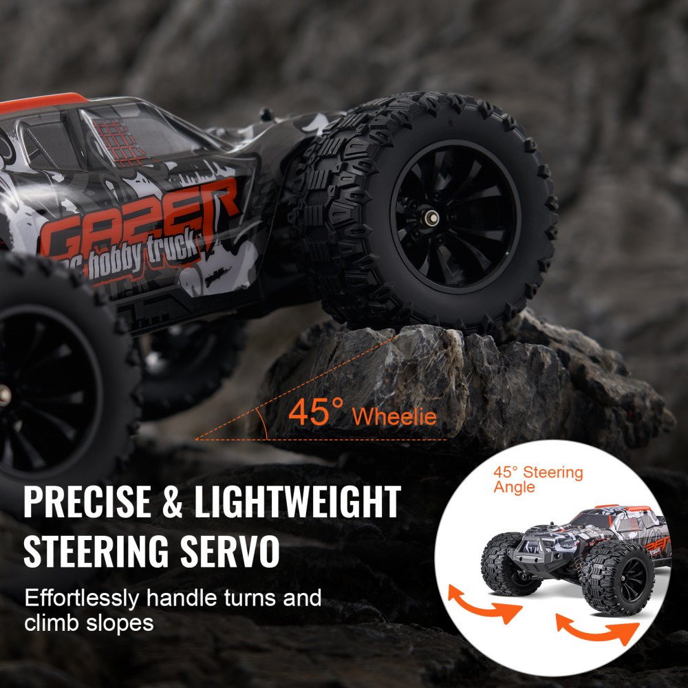 VEVOR Auto Telecomandata, Auto RC in Scala 1:14, Monster Truck Fuoristrada 4WD per Tutti i Terreni con Impennata di 45° e 2 Batterie, Camion RC ad Alta Velocità da 38 km/h, Materiali in Metallo