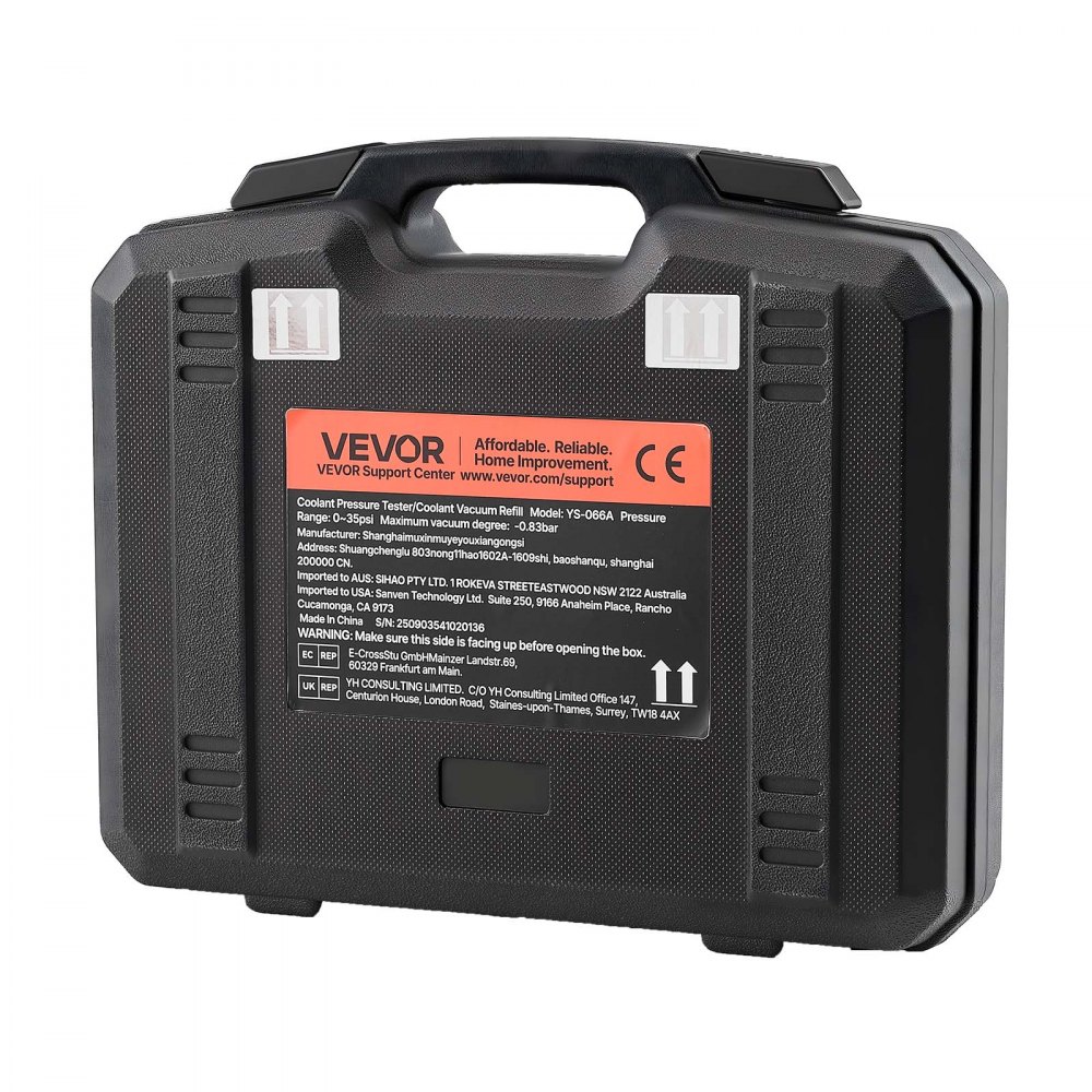 VEVOR Kit di Manometri per Liquido di Raffreddamento da 28 pezzi con 4 Adattatori, Set di Tester Universale di Pressione per Sistema di Raffreddamento per Autoveicoli, con Pompa di Pressione