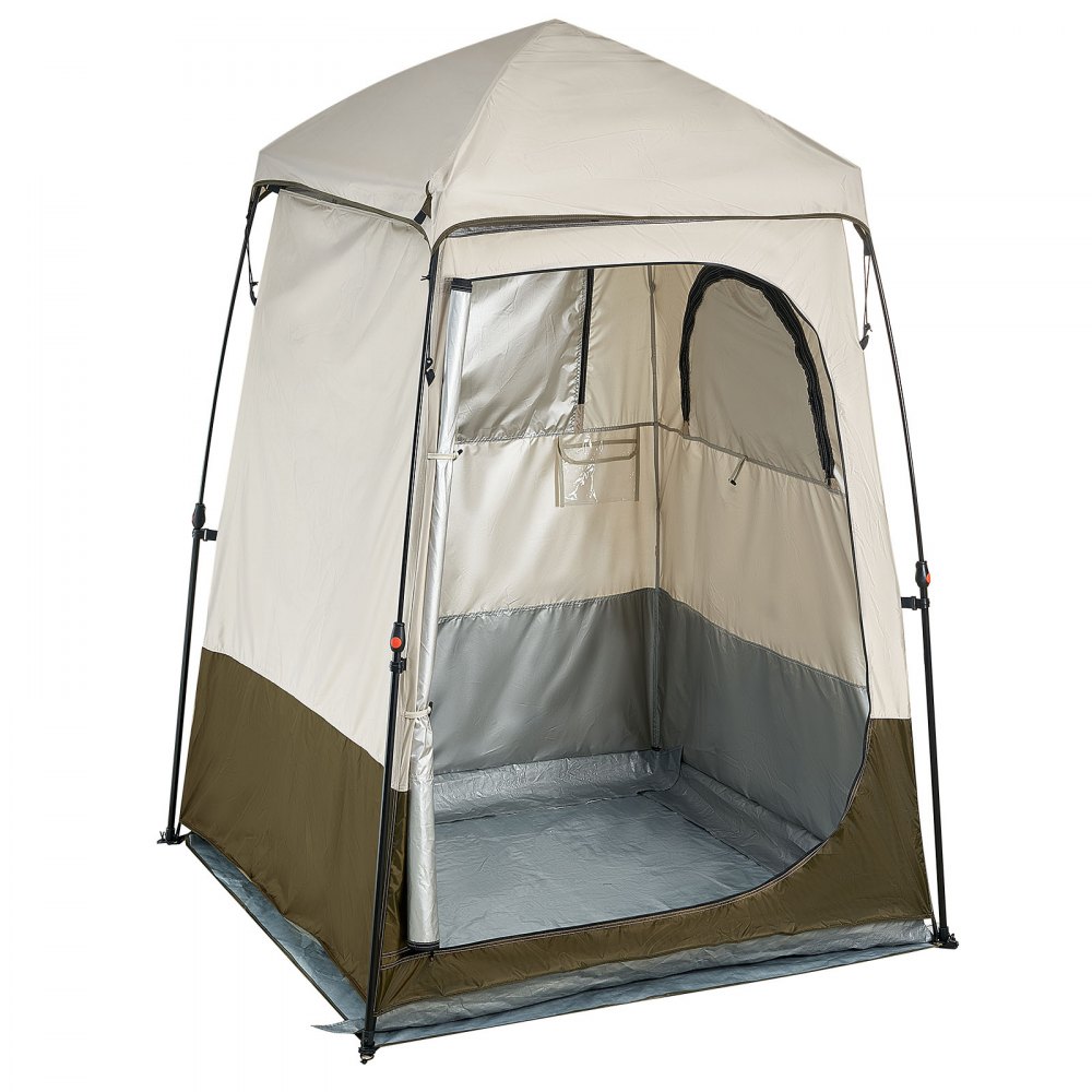 VEVOR Tenda Mobile da Spiaggia per Esterno Pieghevole da 1450 x 1450 x 2150 mm, Spogliatoio con Picchetti, Corde, Borsa per il Trasporto e Traversa, Tessuto Oxford 210D con Rivestimento Argentato