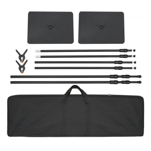 VidaXL Kit Portafondali Telescopici | Supporti Regolabili 75-210 Cm | Aste Trasversali 155-300 Cm | Sistema Per Studio Fotografico Con Borsa - 3