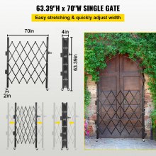 VEVOR Cancello Sicurezza Pieghevole Cancello Porta Pieghevole 161cm x 180cm, Cancello di Sicurezza in Acciaio, Cancello di Sicurezza Espandibile Flessibile, Cancello a Sbarramento Girevole a 360°