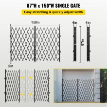 VEVOR Cancello di sicurezza pieghevole doppio Cancello per porta pieghevole 6-1/2'H x 12'W Cancello a forbice