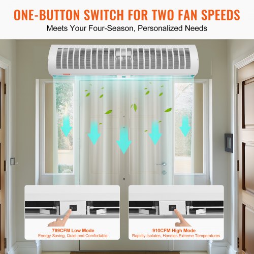 Barriera D'Aria VEVOR 1,1m - 2292 M³/h, 2 Velocità, Per Porte Interni - Ventilatore Potente E Silenzioso - Foto 4